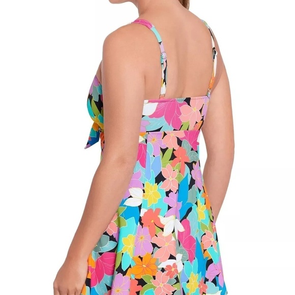 Swim Solutions Floral Frenzy Tummy Control Thigh Enhancer Swim Dress NEW - Picture 2 of 16